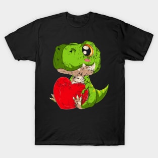 Kawaii T Rex Dinosaur St Valentine's Day T-Shirt